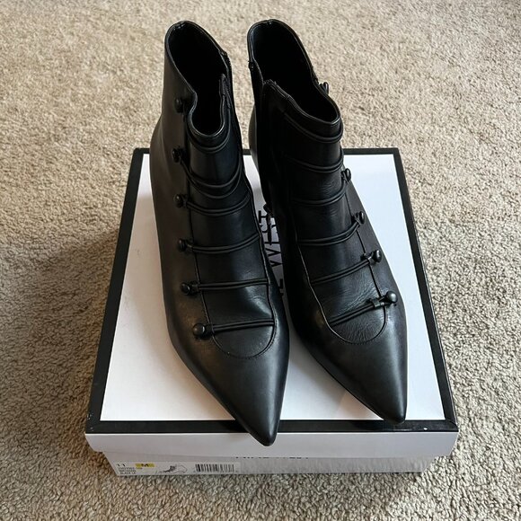 Nine West Black Button Kitten Heel Booties - Picture 1 of 7